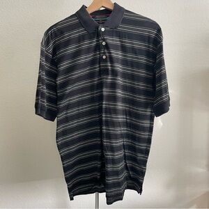 Tommy Hilfiger Vintage Black and Gray Striped Polo